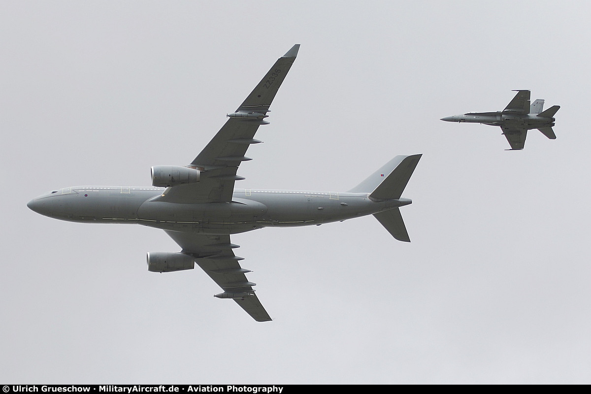 Airbus A330 Voyager KC3 and McDonnell Douglas F-18C Hornet
