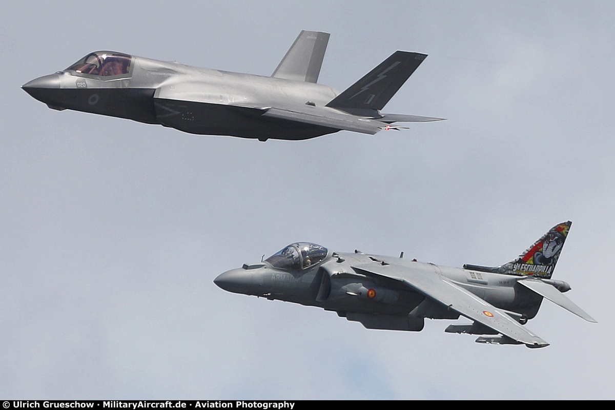 F-35B Lightning and EAV-8B Matador