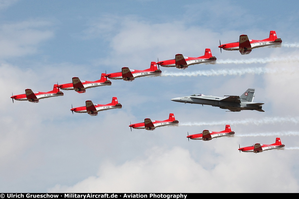 Swiss Air Force PC-7 Team and McDonnell Douglas F/A-18C Hornet