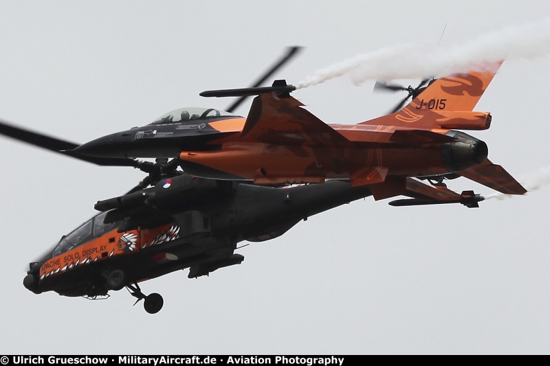 General Dynamics F-16AM Fighting Falcon and Boeing AH-64D Longbow Apache